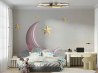 Calm pastel cloud background with moon mural wallpaper

