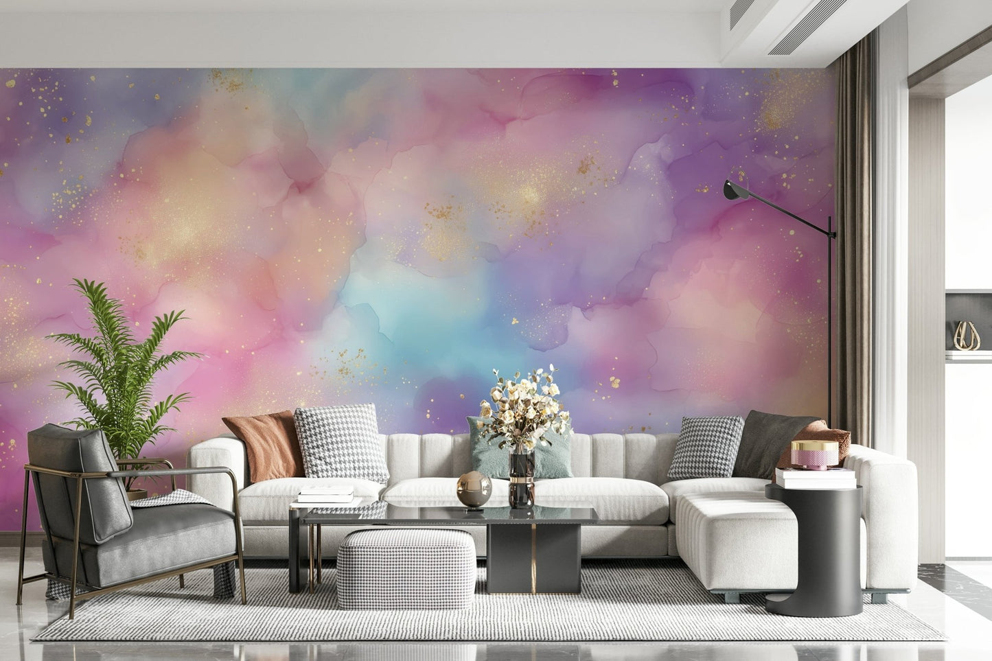 Ethereal atmosphere within Golden Dust Fantasy wallpaper mural.