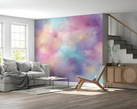 Celestial Golden Dust Fantasy wallpaper mural with gold glitter.
