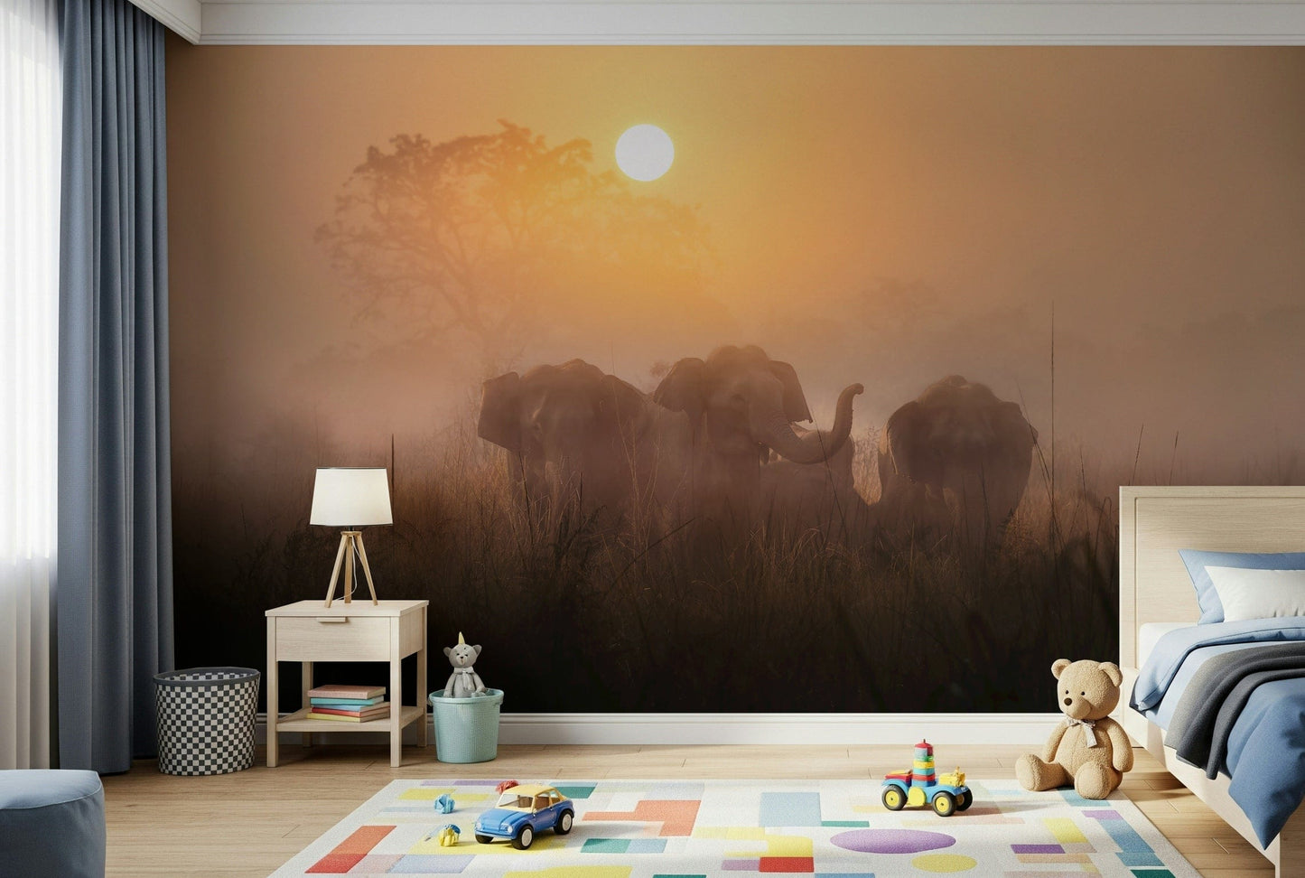 Golden Dawn Elephants Wall Mural -2425886