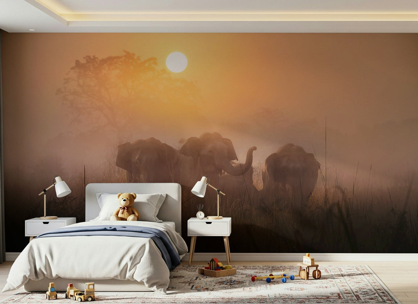 Golden Dawn Elephants Wall Mural -2425886