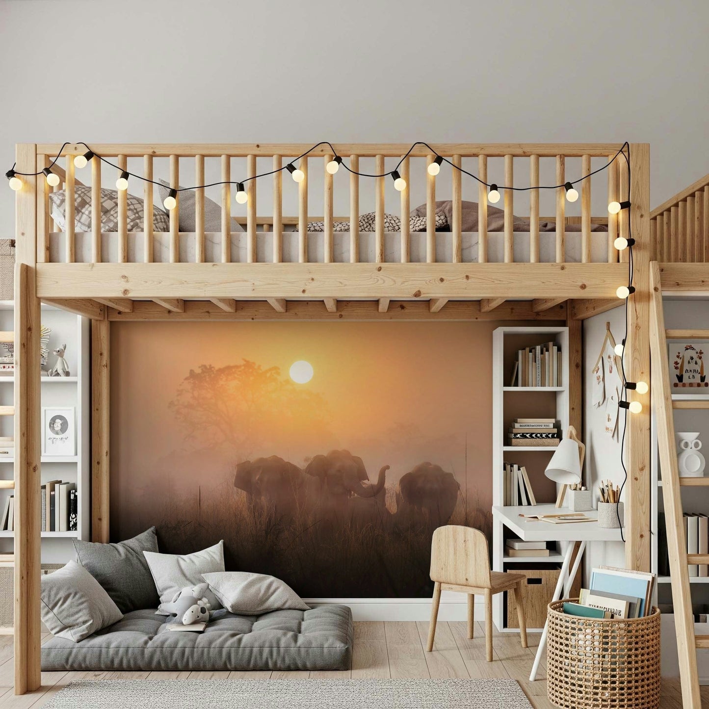 Golden Dawn Elephants Wall Mural -2425886