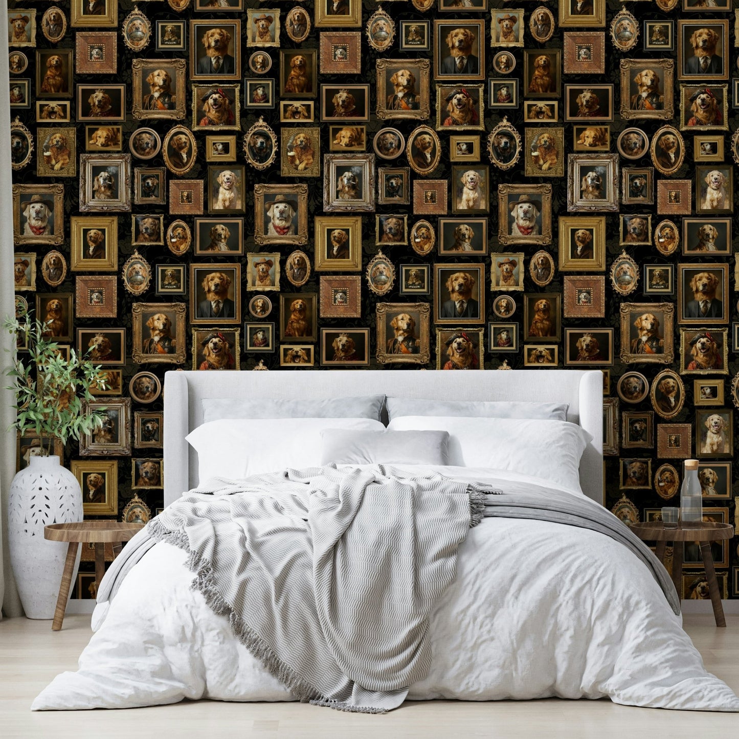 Golden Era Canines mural for a sophisticated room.

