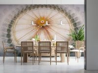 Sunlit Bike Wall Mural – Elegant mural depicting a bicycle scene drenched in warm golden tones.