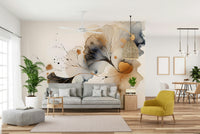 Golden Ginkgo Luxe Wall Mural in hallway feature wall, elegant leaf pattern