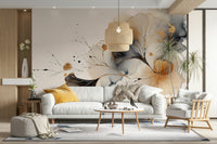 Golden Ginkgo Luxe Wall Mural in office feature wall, modern wall decor