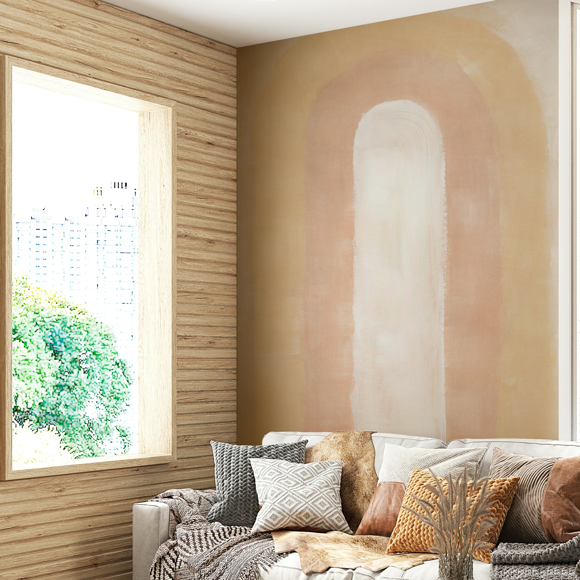 Soft gold arch pattern wallpaper

