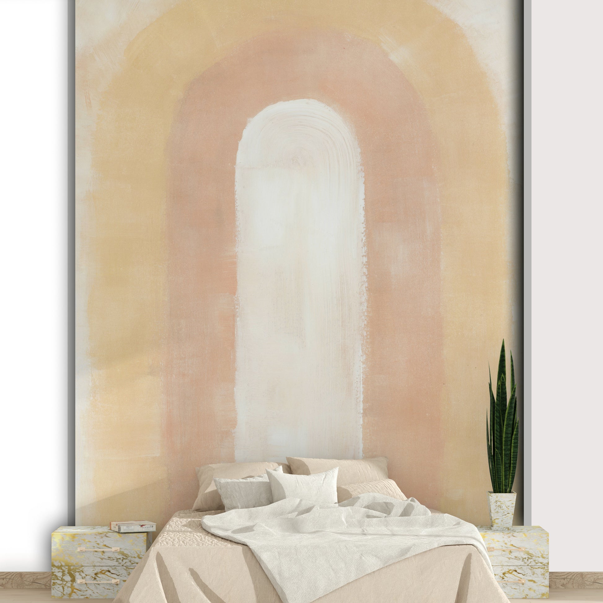 Arched shapes in golden hues

