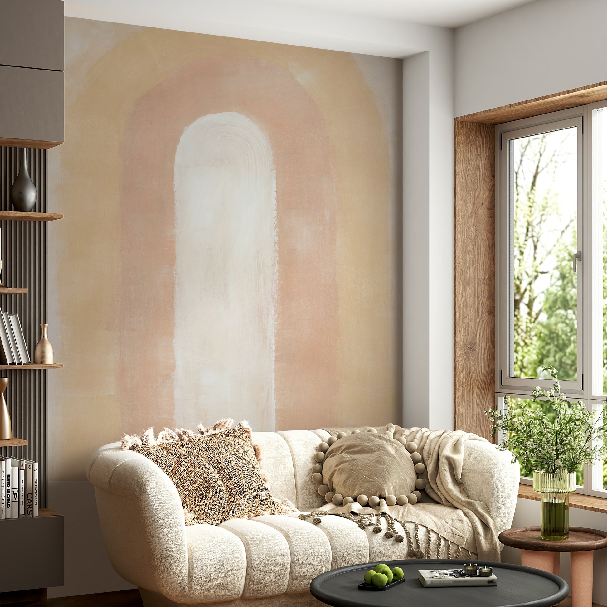 Warm golden arch abstract wallpaper

