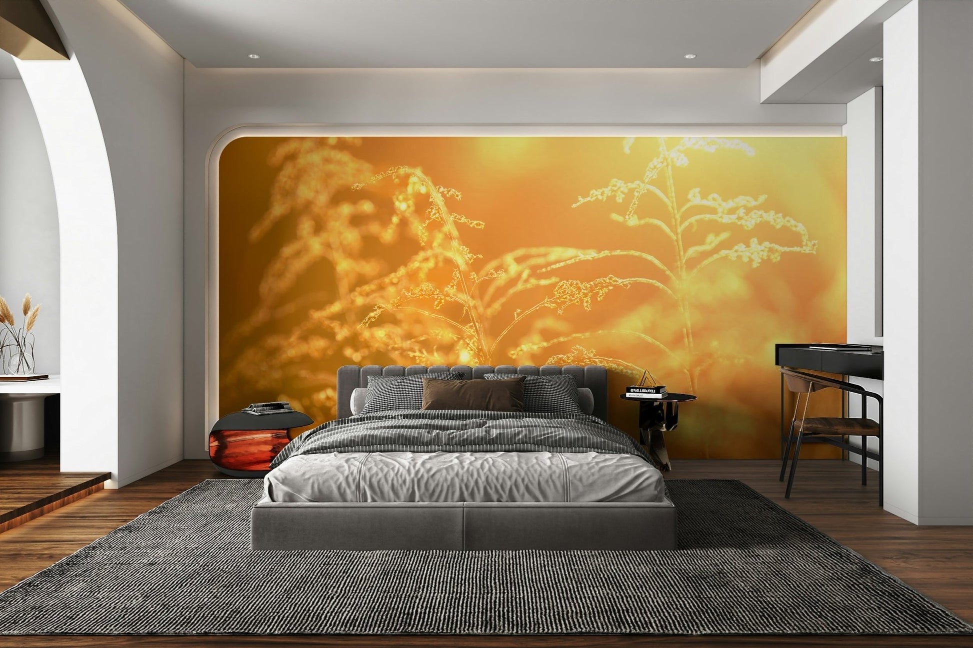 Delicate details of grass blades and subtle movement.

