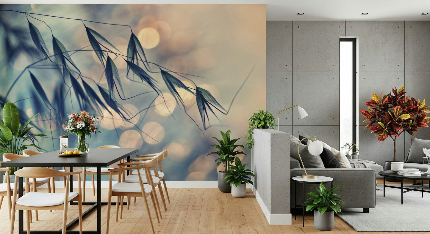 A beautiful modern art wall mural of delicate flowers.

