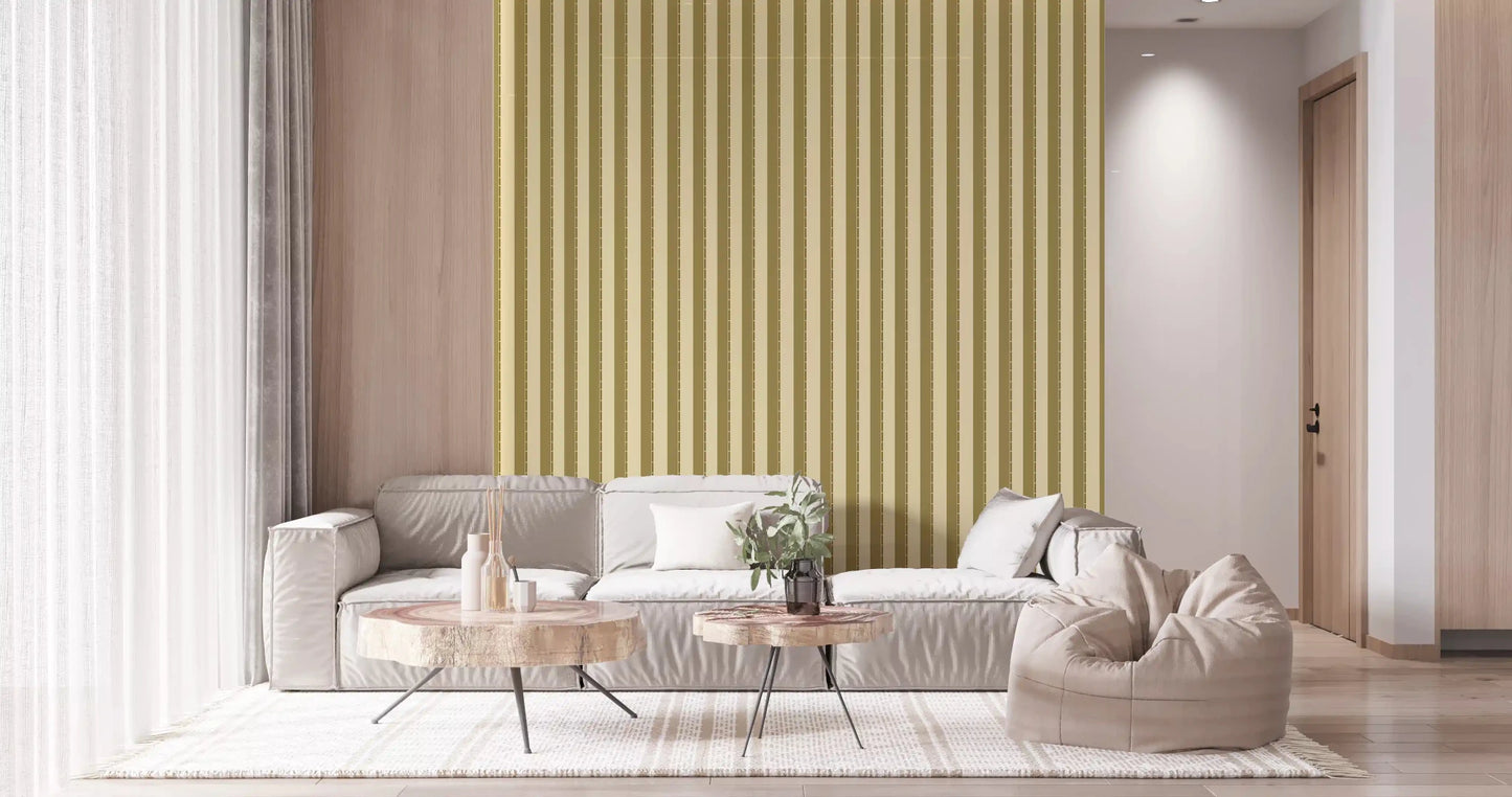 Elegant metallic gold grid wallpaper for hallways