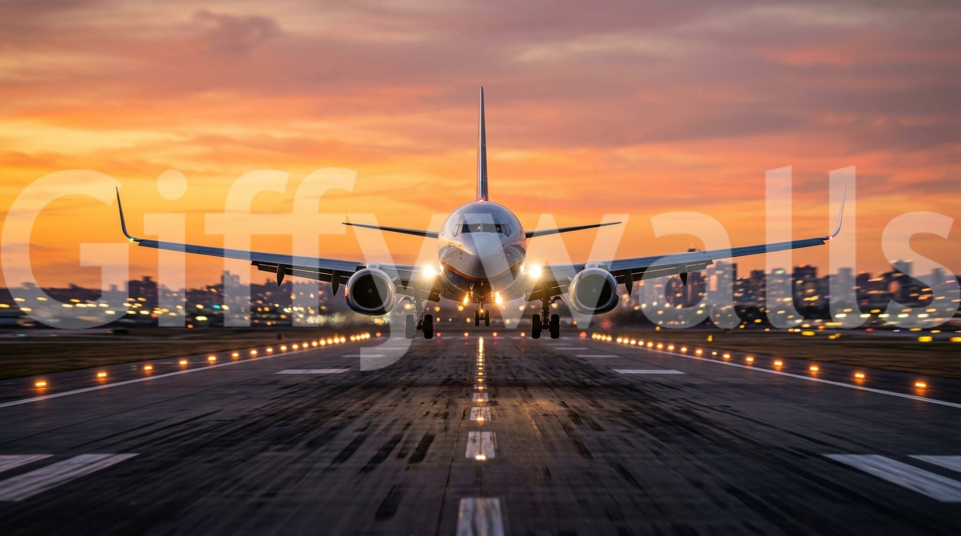 Detailed Golden Hour Ascent jet ascent wall mural with lights
