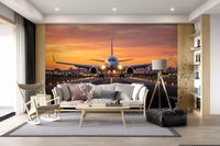 Striking Golden Hour Ascent aviation sunset wall mural scene