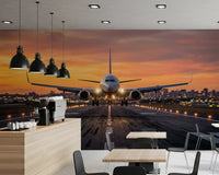 Bold Golden Hour Ascent airplane ascent wall mural in cafe area.