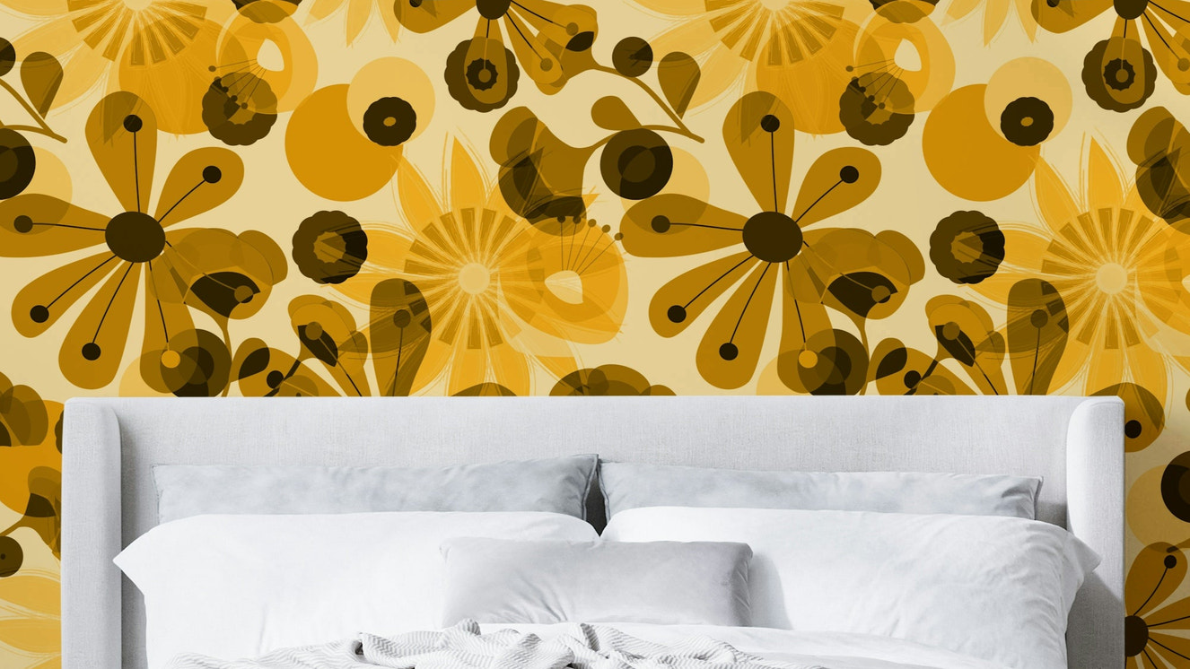 Golden Hour Bloom floral wallpaper for walls

