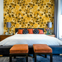 Golden flower pattern wallpaper for walls


