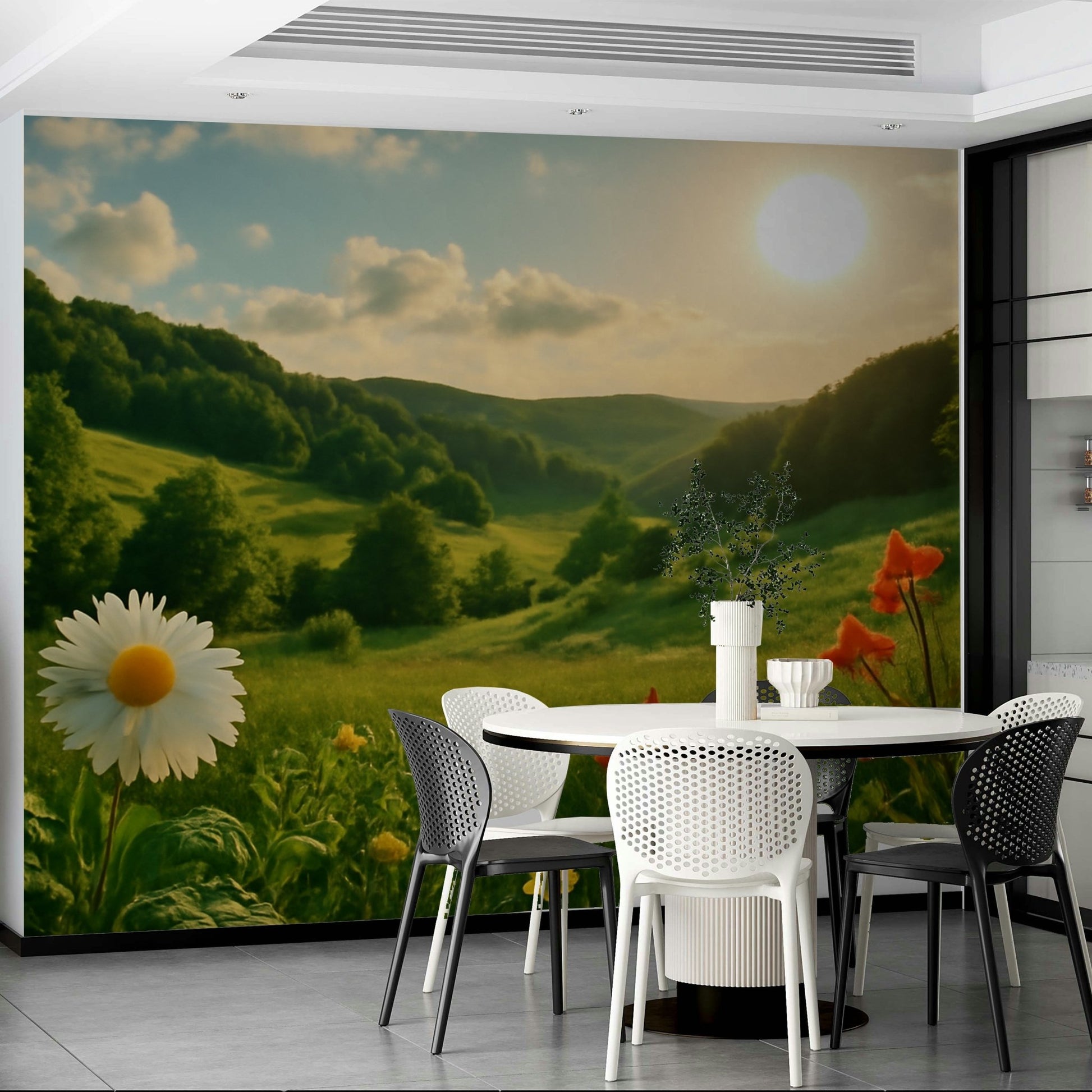Vintage bloom wall mural design
