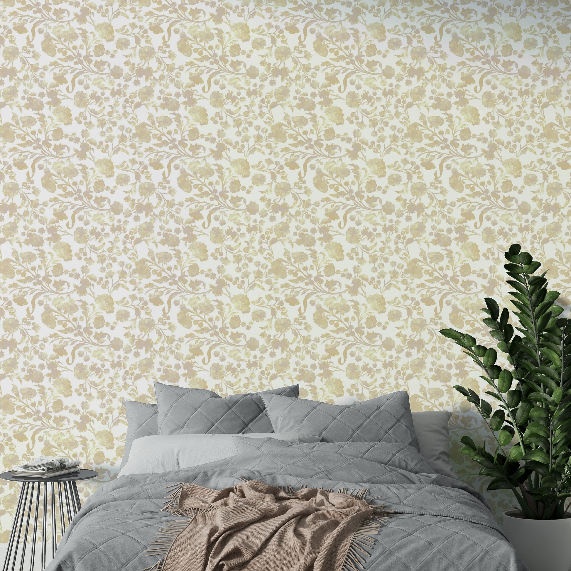 Soft golden floral pattern for cozy interiors

