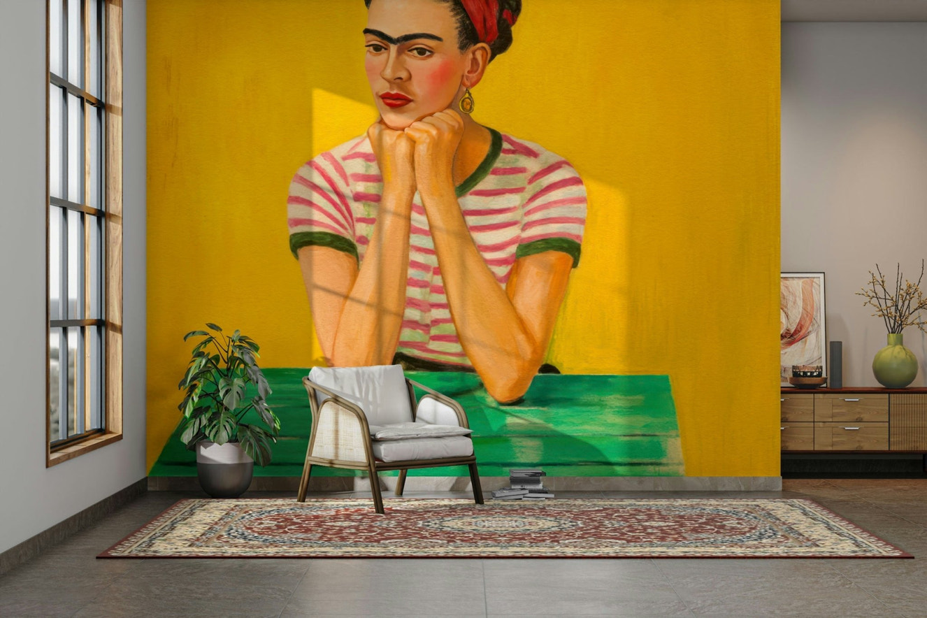 Golden Hour Contemplation mural with soft glow

