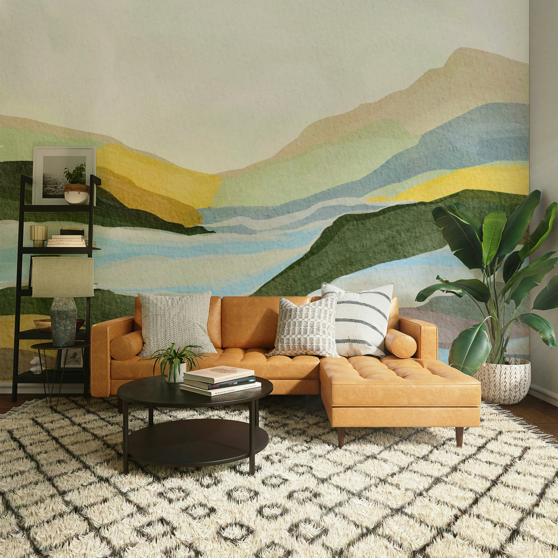 Rolling hills sunset mural

