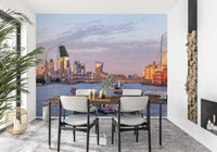 The London skyline at dusk depicted in this Golden Hour on the Thames wallpaper.