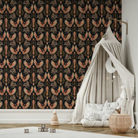 Vibrant phoenix mural in golden hour tones

