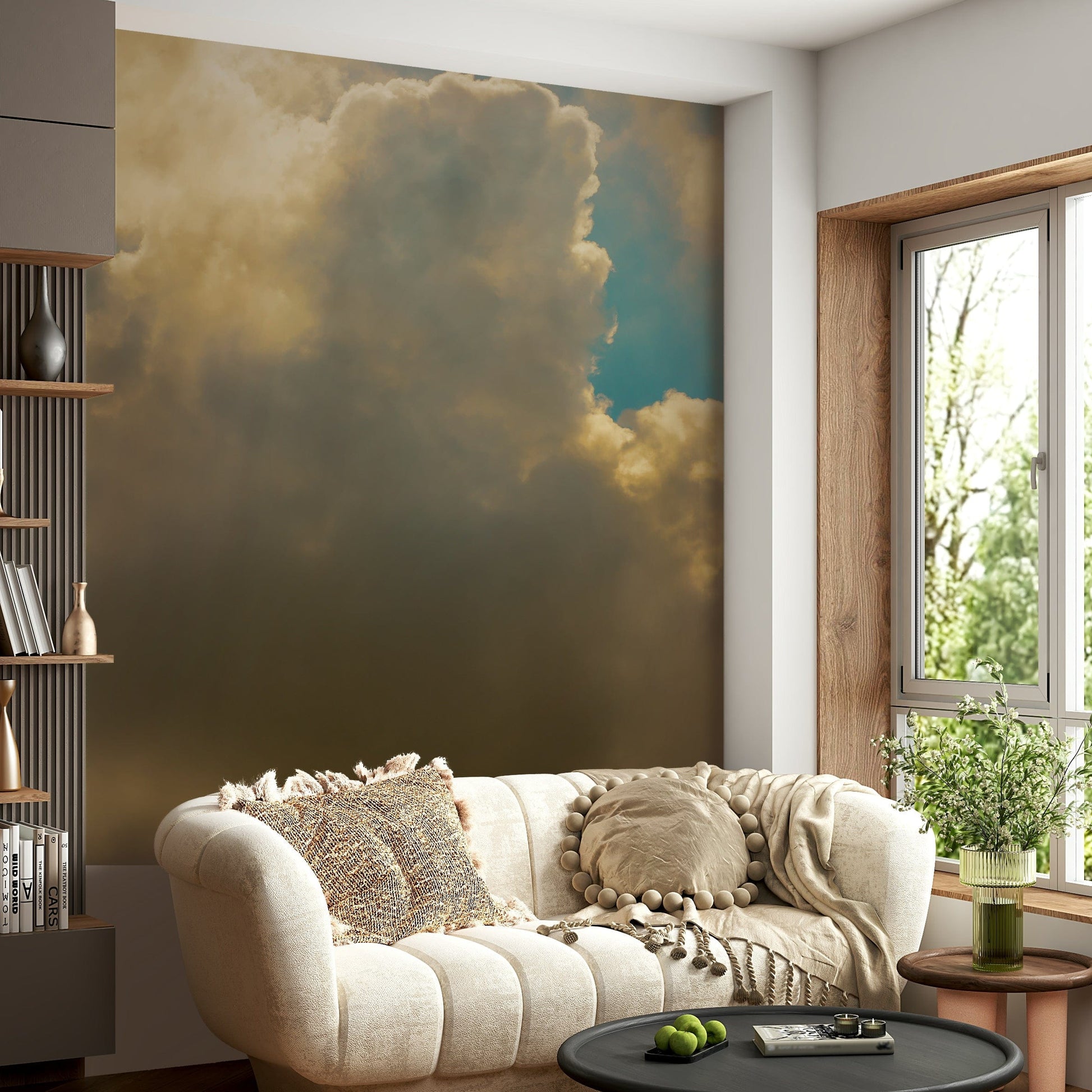 A contemplative soft focus sky wallpaper mural for a feature wall.

