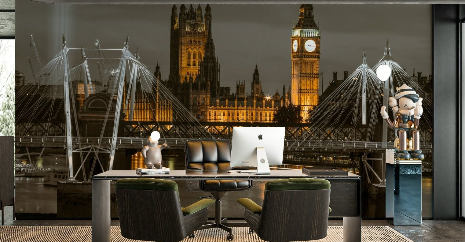 London’s iconic Big Ben captured in a night view wall mural

