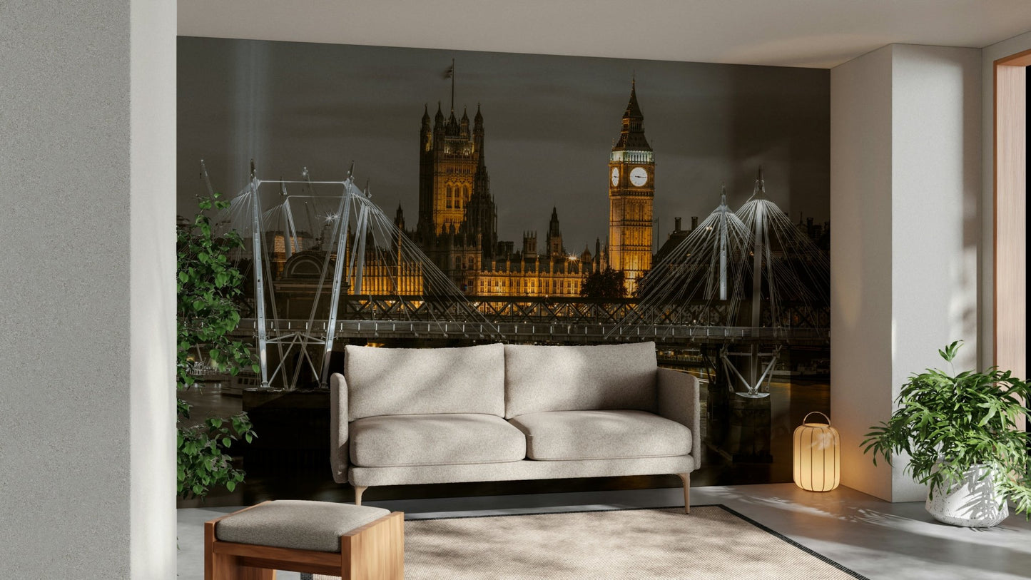 Close-up of the Golden Jubilee Bridge with dramatic lighting

