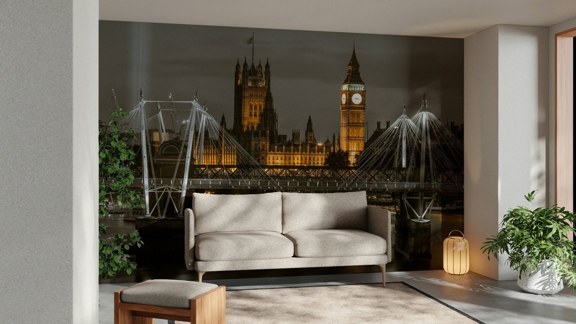Close-up of the Golden Jubilee Bridge with dramatic lighting

