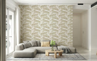 Glamorous golden leopard spot wallpaper adding texture and style to home decor.