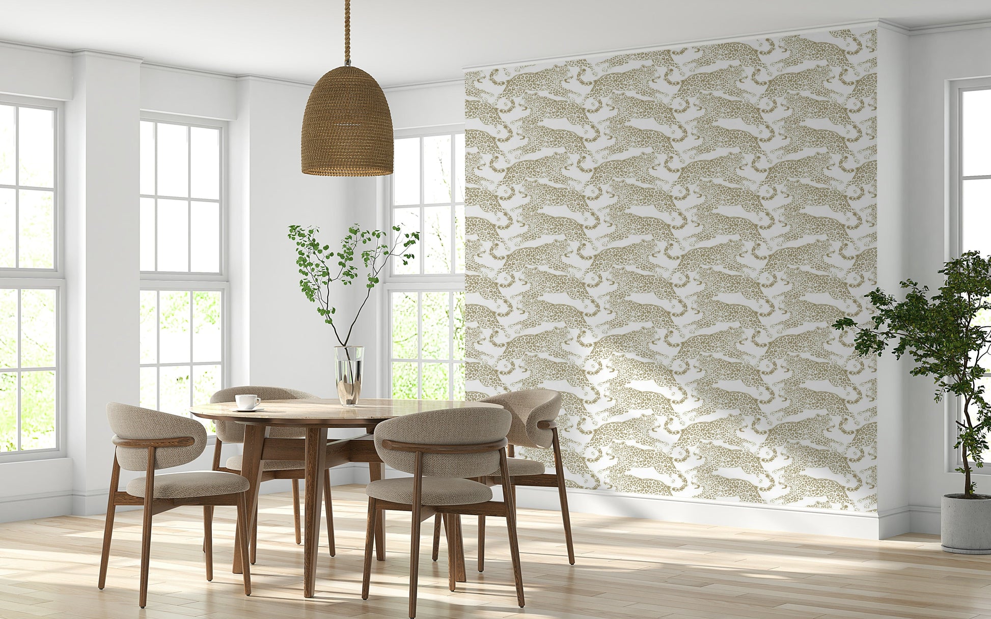 Golden Leopard Dash wallpaper creating a luxurious and wild aesthetic for walls.