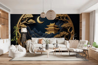 Golden Lunar Temple Wall Mural