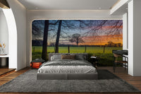 The mural extends across the entire wall, creating a clean backdrop.

