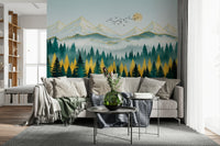 Textured look mountain art for a sophisticated dining and living area.