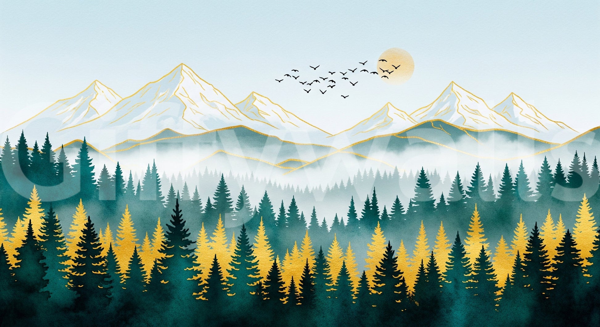 Large format mountain mural for a contemporary home styling project.