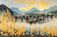 The style is painterly or a soft-focus photograph.

