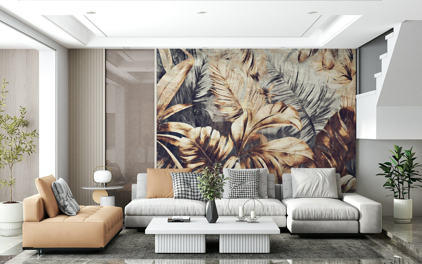 Golden Palm Texture Wall Mural -2530884