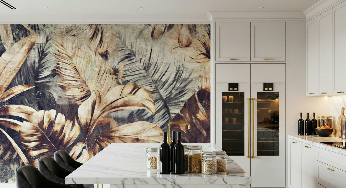 Golden Palm Texture Wall Mural -2530884