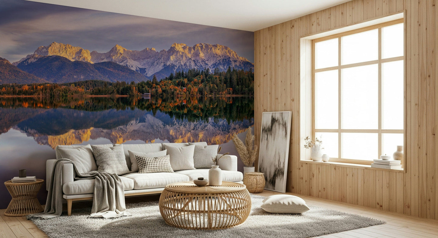 Golden Peaks Reflection Wall Mural -2329680