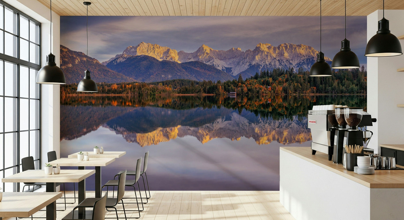 Golden Peaks Reflection Wall Mural -2329680