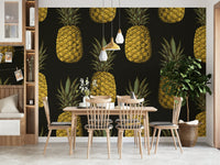 Golden pineapple wallpaper with vibrant, bold design

