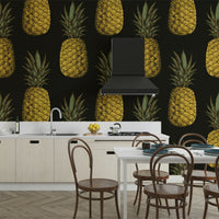 Tropical wall covering featuring golden pineapples

