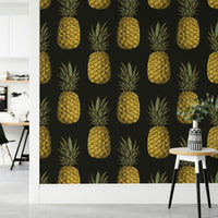 Luxe golden pineapple wallpaper for a tropical vibe

