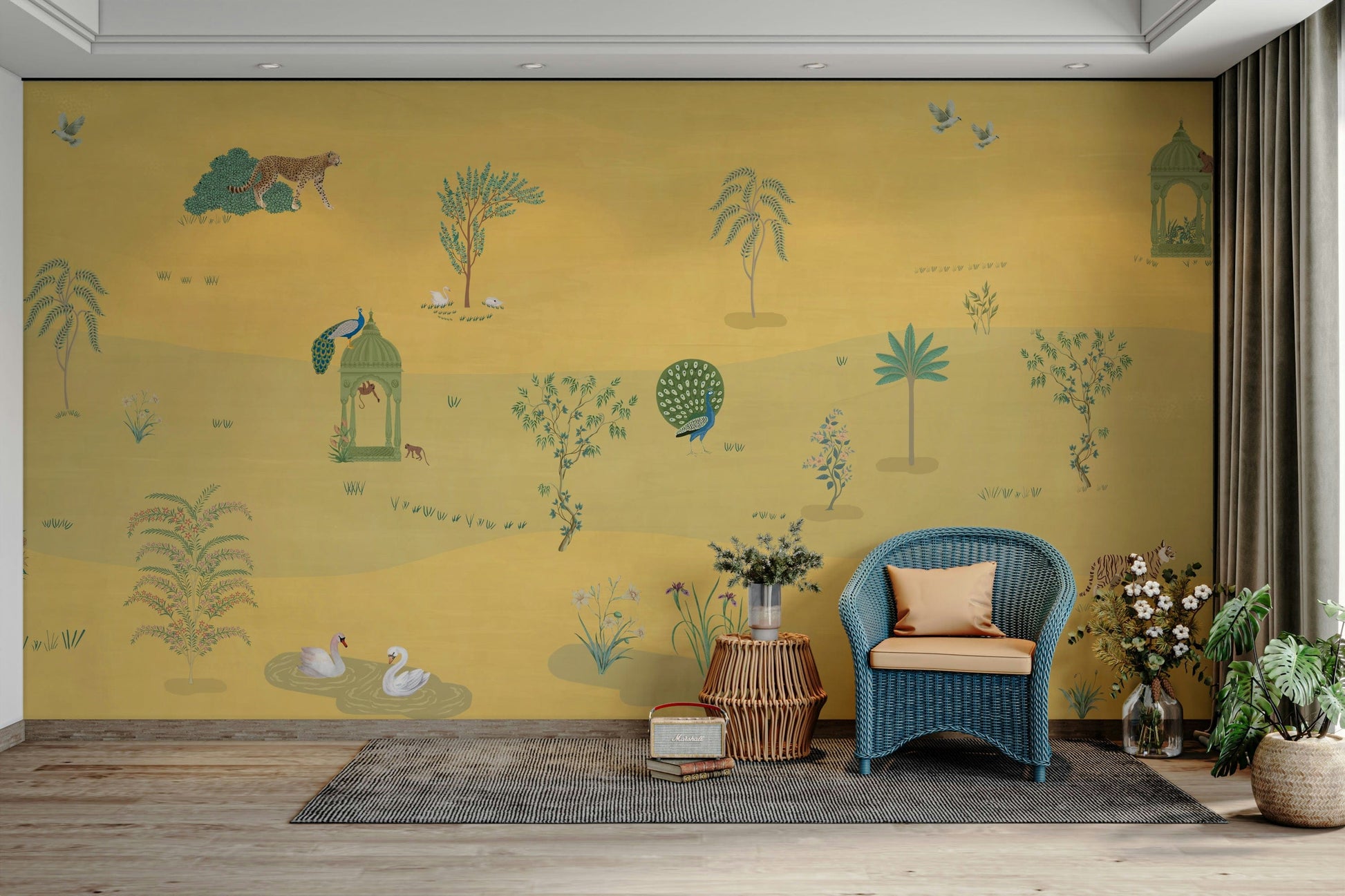 The colors are warm and gentle, with golds, yellows, and oranges.

