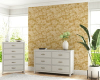 Gilded tone blossom wall mural, Golden Soft Blossom, rich textured design element.
