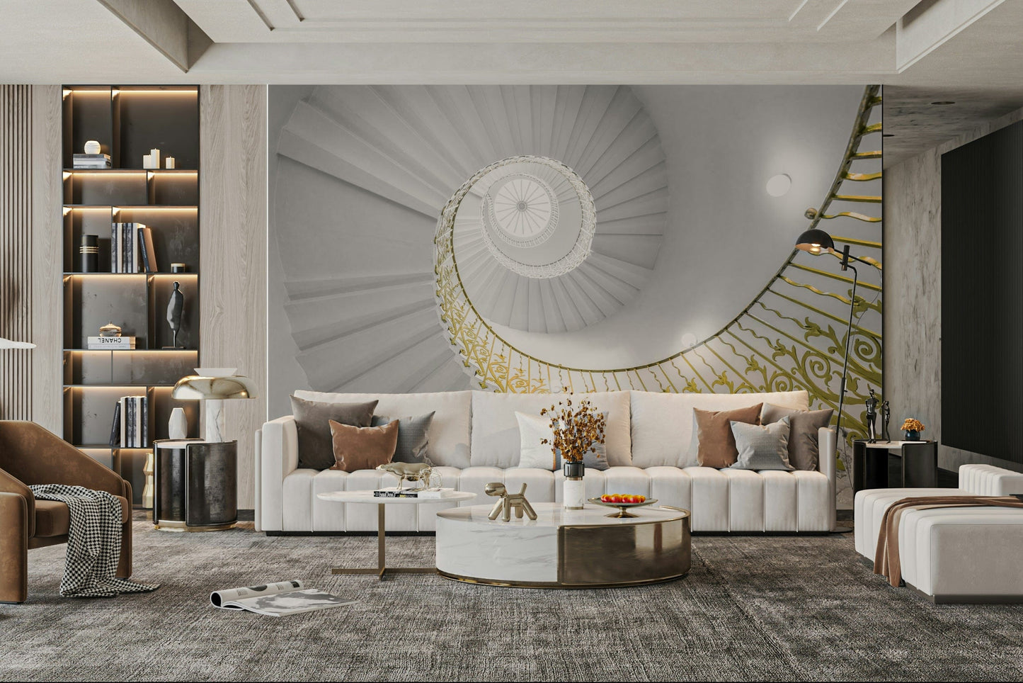 The wallpaper is used as a feature wall in a bedroom.

