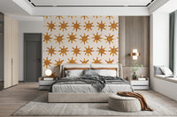 Abstract yellow brushstrokes creating a lively, warm atmosphere.