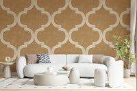 Timeless geometric wallpaper in tan color palette